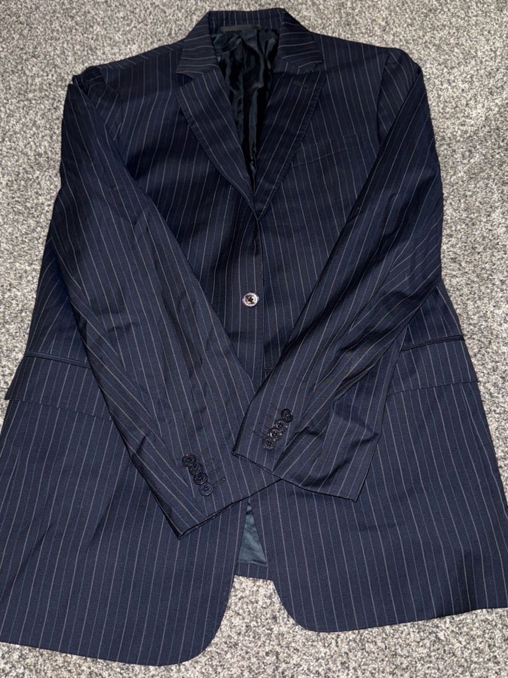 Valentino Navy Pinstripe Men's Blazer - Single-Breasted